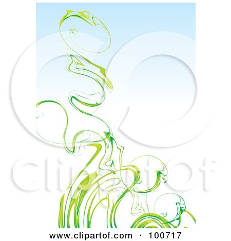 Royalty-Free (RF) Clipart Illustration of Green Spring Smoke Over Gradient Blue by MilsiArt