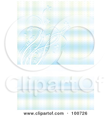 Royalty-Free (RF) Clipart Illustration of an Abstract Blue Floral Background With A Horizontal Text Bar by MilsiArt