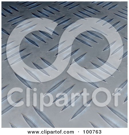 Royalty-Free (RF) Clipart Illustration of an Angled View Of A Blue Diamond Plate Background by Arena Creative