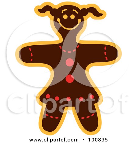 Royalty-Free (RF) Clipart Illustration of a Christmas Gingerbread Girl Cookie by Zooco