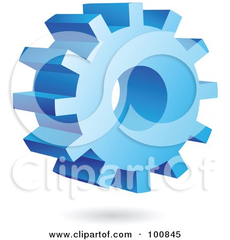Royalty-Free (RF) Clipart Illustration of a 3d Blue Gear Cog Icon by cidepix