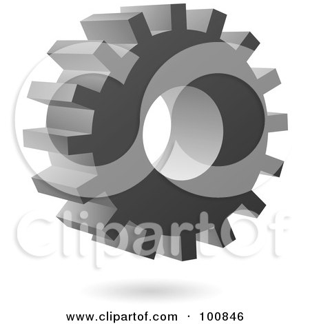 Royalty-Free (RF) Clipart Illustration of a 3d Metal Gear Cog Icon by cidepix