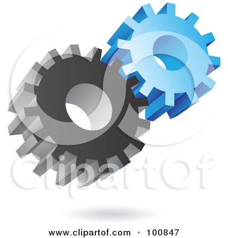 Royalty-Free (RF) Clipart Illustration of a 3d Metal And Blue Gear Cog Icon by cidepix