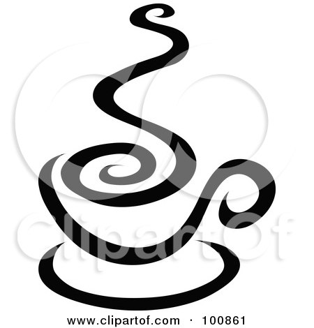 Royalty-Free (RF) Clipart Illustration of a Black And White Steam Mocha Logo by cidepix