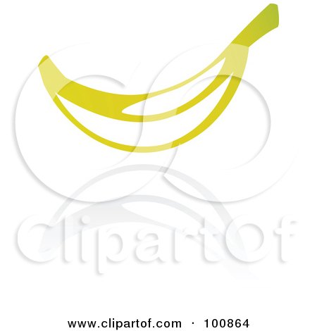 Royalty-Free (RF) Clipart Illustration of a Yellow Banana Icon And Reflection by cidepix