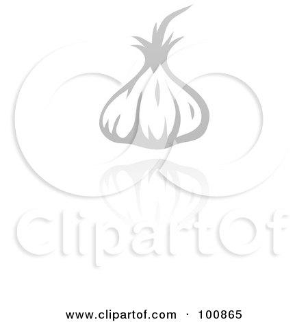 Royalty-Free (RF) Clipart Illustration of a Gray Garlic Icon And Reflection by cidepix