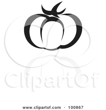 Royalty-Free (RF) Clipart Illustration of a Black And White Hot House Tomato Icon by cidepix