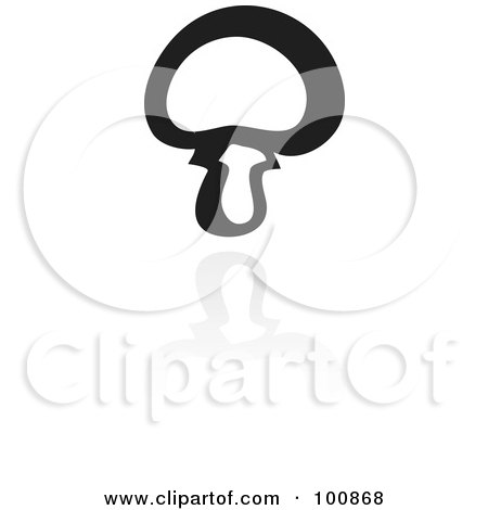 Royalty-Free (RF) Clipart Illustration of a Black And White Button Mushroom Icon And Reflection by cidepix