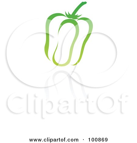 Royalty-Free (RF) Clipart Illustration of a Green Bell Pepper Icon And Reflection by cidepix