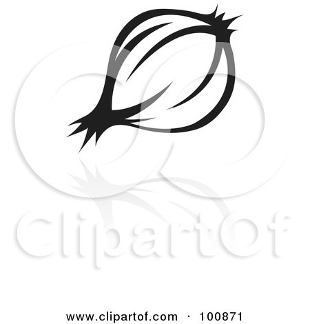 Royalty-Free (RF) Clipart Illustration of a Black And White Onion Icon And Reflection by cidepix
