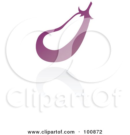 Royalty-Free (RF) Clipart Illustration of a Purple Eggplant Icon And Reflection by cidepix