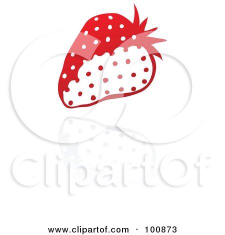 Royalty-Free (RF) Clipart Illustration of a Red Strawberry Icon And Reflection by cidepix