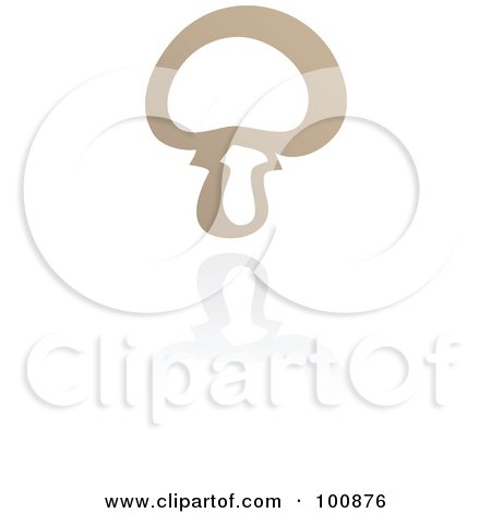Royalty-Free (RF) Clipart Illustration of a Tan Button Mushroom Icon And Reflection by cidepix