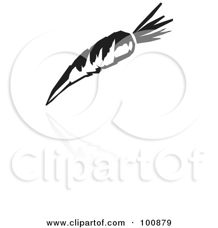 Royalty-Free (RF) Clipart Illustration of a Black And White Carrot Icon And Reflection by cidepix