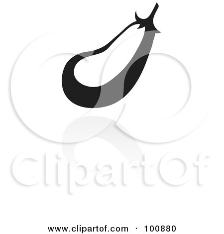 Royalty-Free (RF) Clipart Illustration of a Black And White Eggplant Icon And Reflection by cidepix