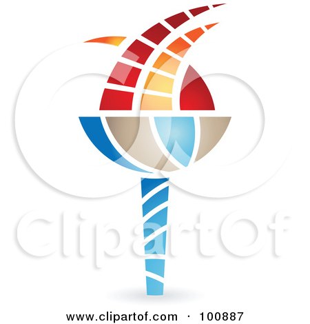 Royalty-Free (RF) Clipart Illustration of a Flaming Torch Icon Logo Design - 1 by cidepix