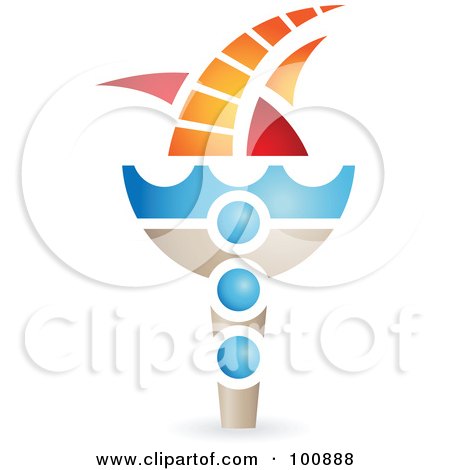 Royalty-Free (RF) Clipart Illustration of a Flaming Torch Icon Logo Design - 2 by cidepix