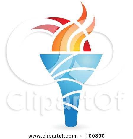 Royalty-Free (RF) Clipart Illustration of a Flaming Torch Icon Logo Design - 3 by cidepix