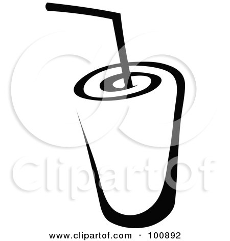 Royalty-Free (RF) Clipart Illustration of a Black And White Beverage And Straw by cidepix