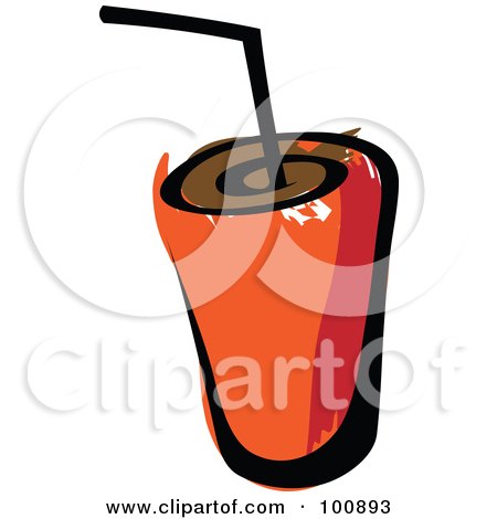 Royalty-Free (RF) Clipart Illustration of an Orange Beverage Cup And Straw by cidepix