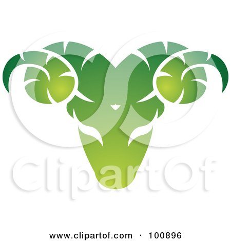 Royalty-Free (RF) Clipart Illustration of a Gradient Green Aries Ram Zodiac Icon by cidepix