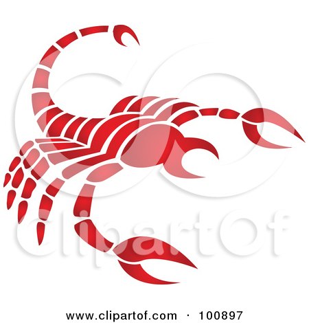 Royalty-Free (RF) Clipart Illustration of a Gradient Red Scorpion Scorpio Zodiac Icon by cidepix
