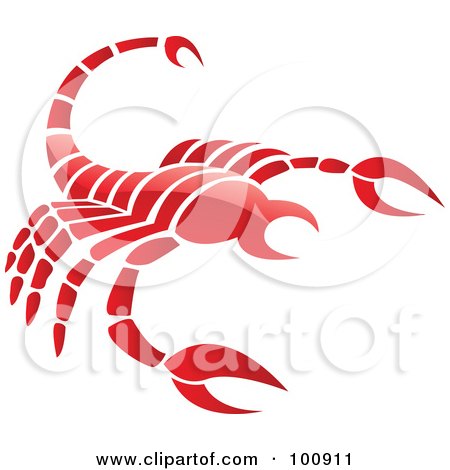 Royalty-Free (RF) Clipart Illustration of a Glossy Red Scorpion Scorpio Zodiac Icon by cidepix
