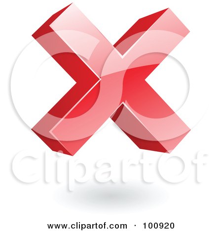 Royalty-Free (RF) Clipart Illustration of a Red 3d Glossy Error X Mark by cidepix