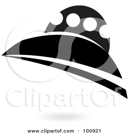 Royalty-Free (RF) Clipart Illustration of a Black And White Spaceship by cidepix