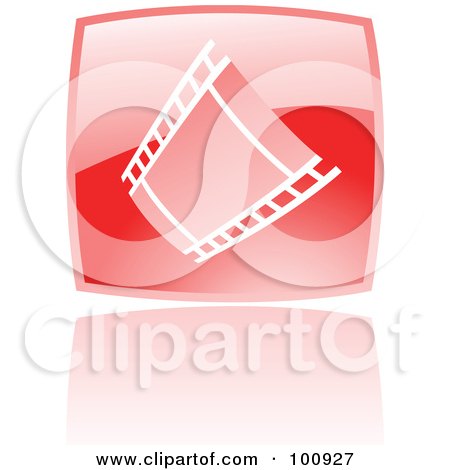Royalty-Free (RF) Clipart Illustration of a Glossy Red Square Film Strip Icon by cidepix