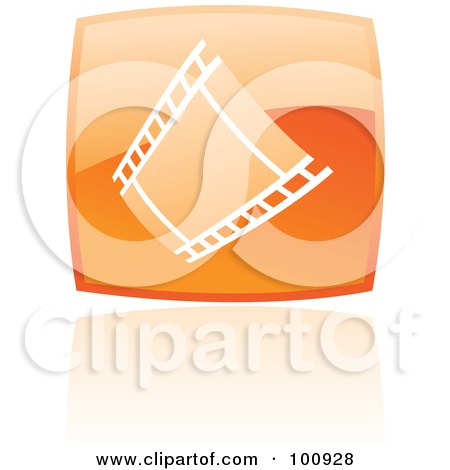 Royalty-Free (RF) Clipart Illustration of a Glossy Orange Square Film Strip Icon by cidepix