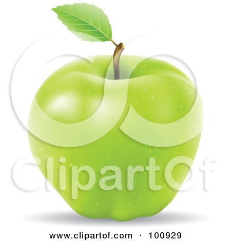 Royalty-Free (RF) Clipart Illustration of a 3d Realistic Green Apple by cidepix