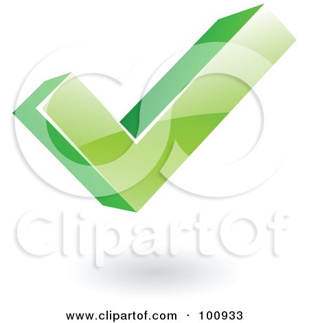 Royalty-Free (RF) Clipart Illustration of a 3d Glossy Green Ok Check Mark by cidepix