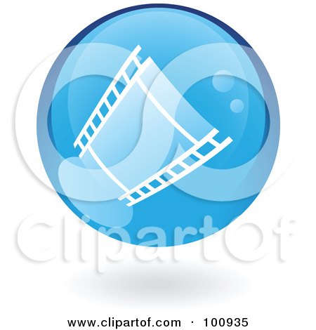 Royalty-Free (RF) Clipart Illustration of a Round Blue Film Strip Icon by cidepix
