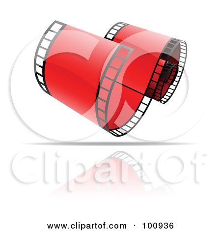 Royalty-Free (RF) Clipart Illustration of a Curling Red Film Strip Icon by cidepix