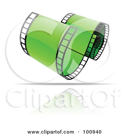 Royalty-Free (RF) Clipart Illustration of a Curling Green Film Strip Icon by cidepix