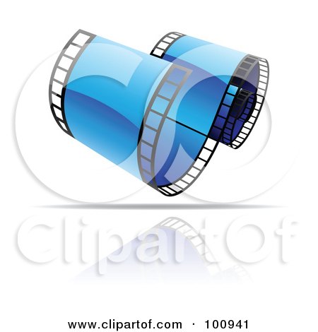 Royalty-Free (RF) Clipart Illustration of a Curling Blue Film Strip Icon by cidepix