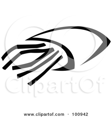 Royalty-Free (RF) Clipart Illustration of Black And White French Fries In A Bag by cidepix