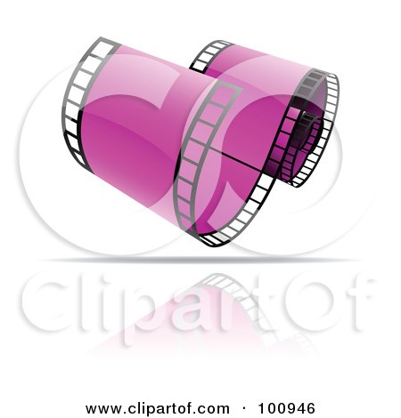 Royalty-Free (RF) Clipart Illustration of a Curling Purple Film Strip Icon by cidepix