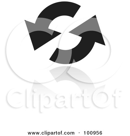 Royalty-Free (RF) Clipart Illustration of a Black And White Refresh Symbol Icon by cidepix