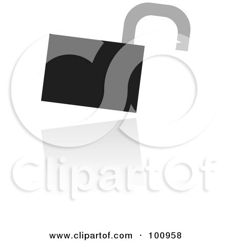 Royalty-Free (RF) Clipart Illustration of a Black And White Padlock Symbol Icon by cidepix