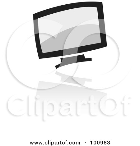 Royalty-Free (RF) Clipart Illustration of a Black Computer Logo Icon by cidepix