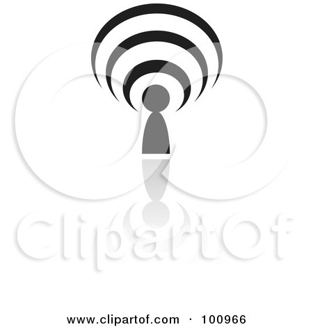 Royalty-Free (RF) Clipart Illustration of a Black Podcast Logo Icon by cidepix