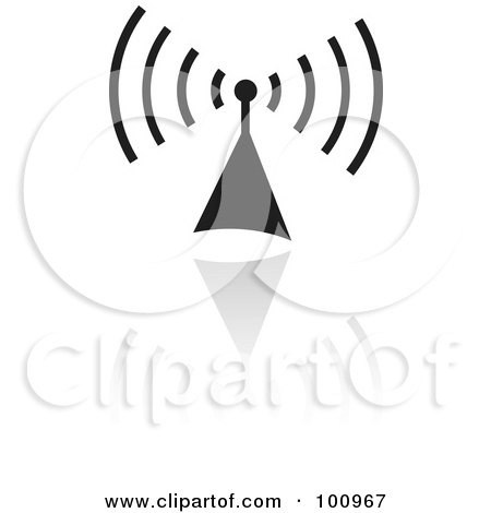 Royalty-Free (RF) Clipart Illustration of a Black Radio Signal Logo Icon by cidepix