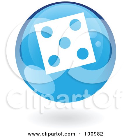 Royalty-Free (RF) Clipart Illustration of a Shiny Round Blue Dice Icon by cidepix