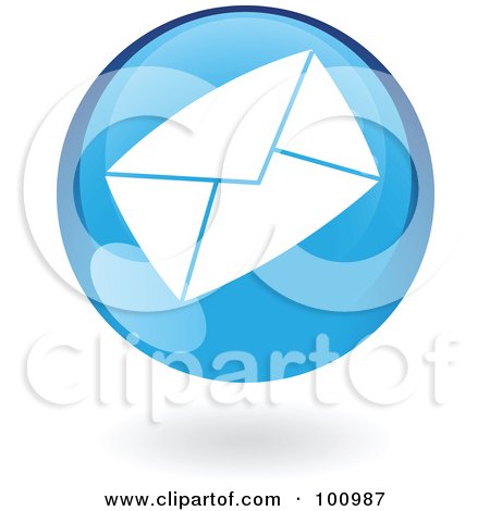 Royalty-Free (RF) Clipart Illustration of a Round Glossy Blue Envelope Web Icon by cidepix