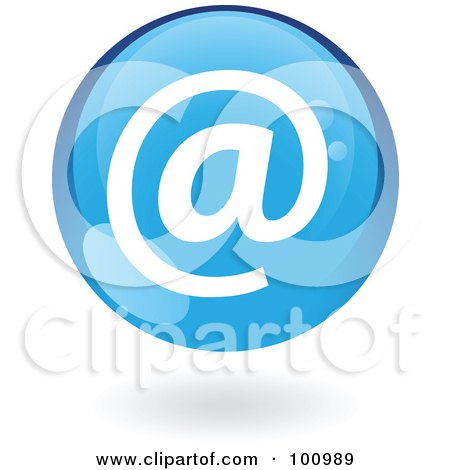 Royalty-Free (RF) Clipart Illustration of a Round Glossy Blue Email Web Icon by cidepix