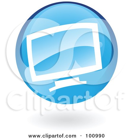 Royalty-Free (RF) Clipart Illustration of a Blue Computer Logo Icon by cidepix