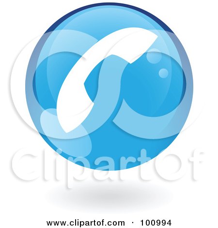 Royalty-Free (RF) Clipart Illustration of a Round Glossy Blue Phone Web Icon by cidepix