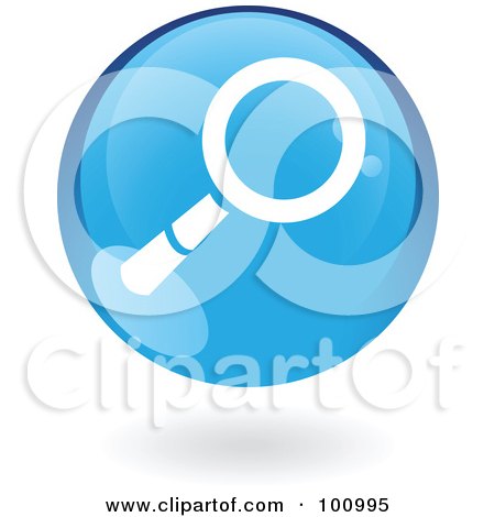 Royalty-Free (RF) Clipart Illustration of a Round Glossy Blue Search Web Icon by cidepix
